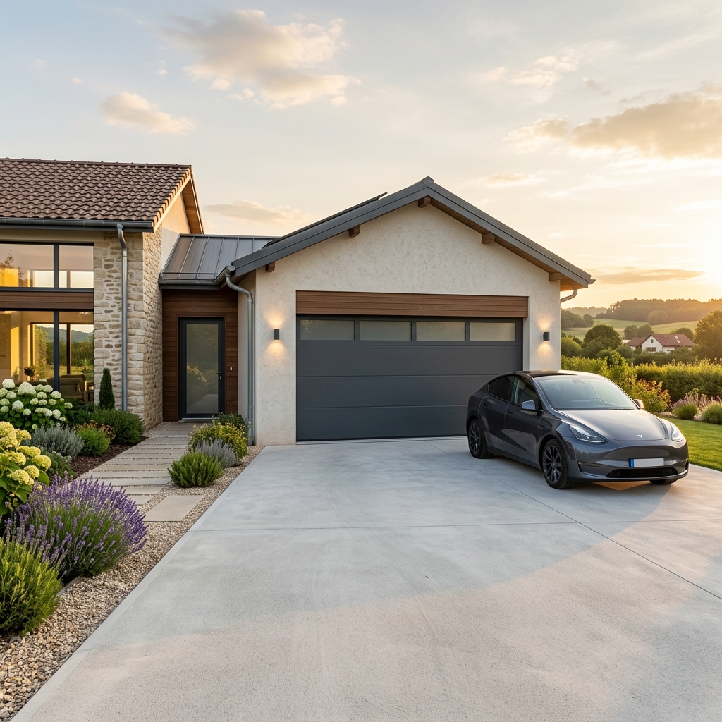 Construction d'une construction garage traditionnelle en bois massif